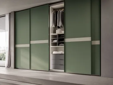 Ardecò Scala wardrobe in green lacquered finish by Spagnol Mobili.