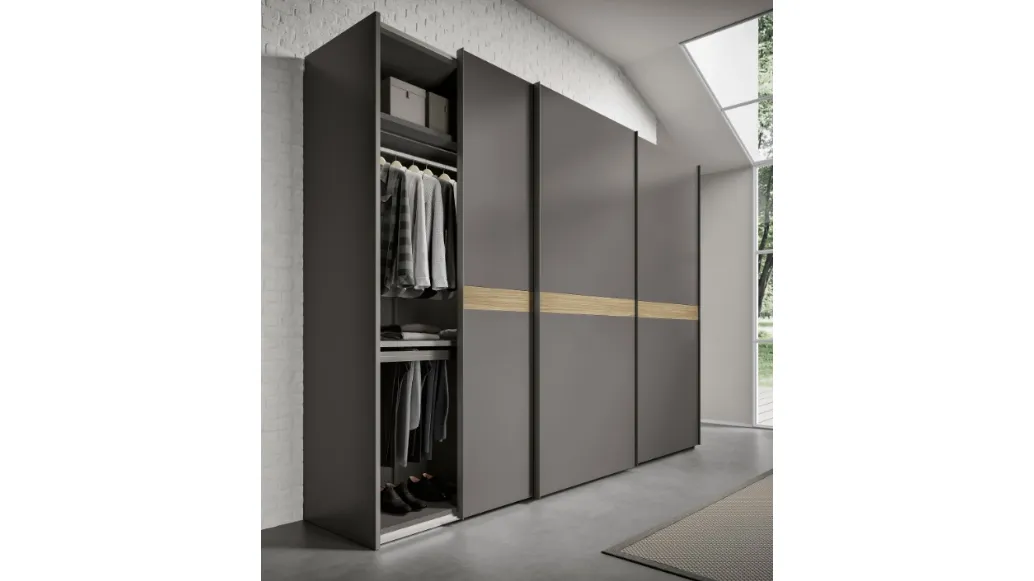 Ardecò Scala wardrobe in Graphite lacquered by Spagnol Mobili.