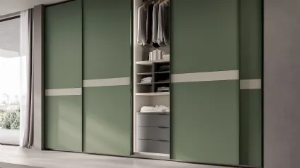Ardecò Scala wardrobe in green lacquered finish by Spagnol Mobili.