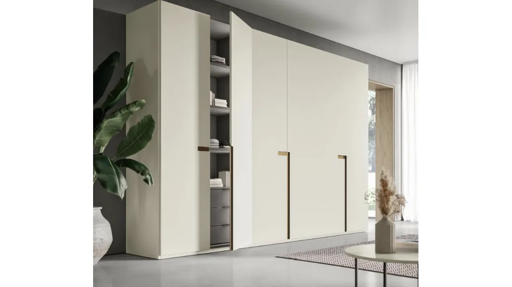 Ardecò System Madreperla wardrobe in matte lacquered finish by Spagnol Mobili.