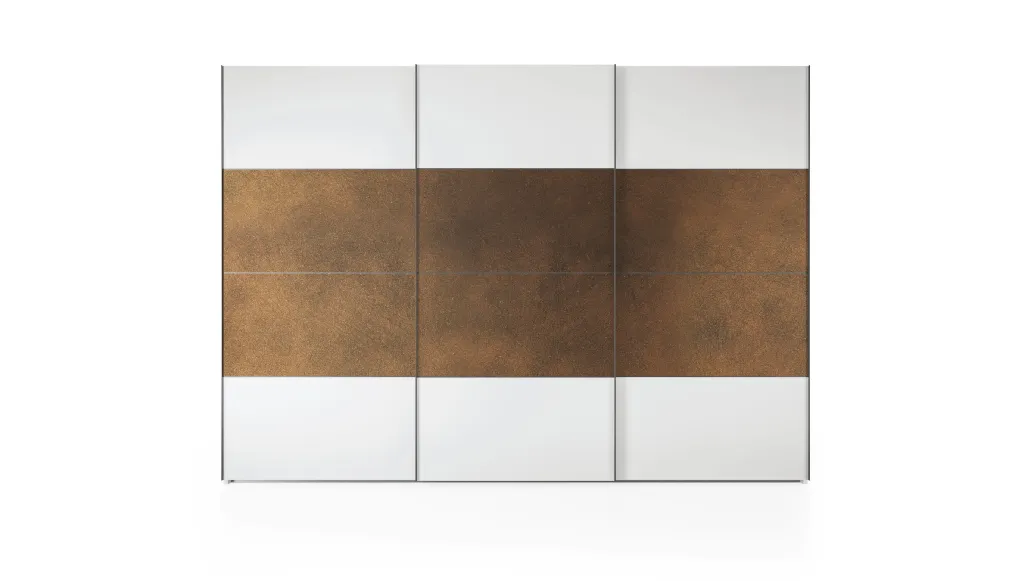 Ardecò Window Neve wardrobe with double Iron Bronze strip by Spagnol Mobili.