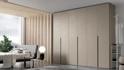 Wardrobe with swinging door Doris in concrete effect finish by Tomasella.