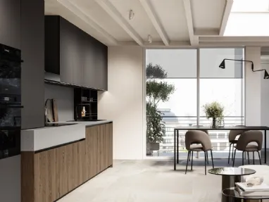 Modern linear Asia 03 kitchen in oak and lacquer by Arredo3.