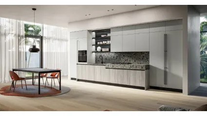 Modern linear kitchen Cloe 03 in laminate and lacquer by Arredo3.