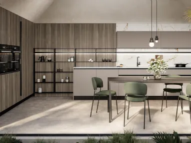 Modern angular kitchen Cloe 06 in lacquered and laminated finish by Arredo3.