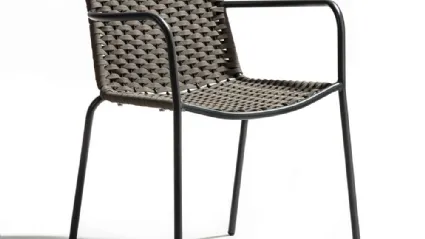 CafÃ© de Paris metal armchair covered in dove-grey flat polyester rope by La Seggiola