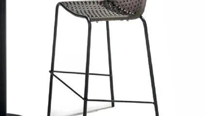 CafÃ© de Paris Stool in Galvanized Metal with Seat Covered in Dove-Grey Flat Polyester Rope by La Seggiola